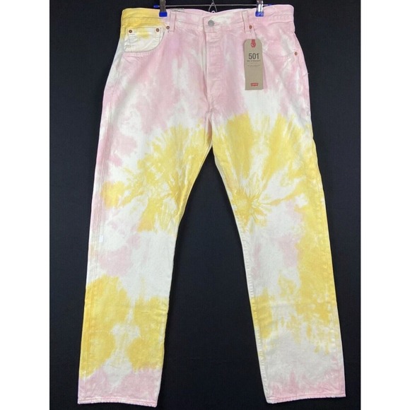 Levis 501 Straight Y2K White Tie Dye Hip Hop Jeans Mens 30x34 New Fast Ship - Picture 12 of 15